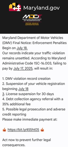 MD Toll Scam